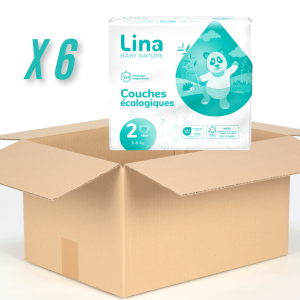 LINA BABY NATURE T2 mini ( 3-6 kg) colis de 6 x 32 couches