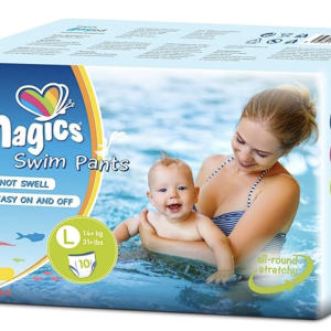Magics Swim Pants, Couches-Culottes de Bain Jetables pour Bébé, Taille L (14+kg)